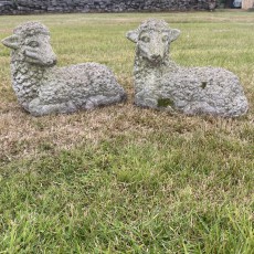 Pair of stone lambs