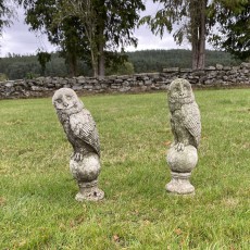 Pair of owl gate post finials
