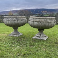 Pair of composite bulbous urns